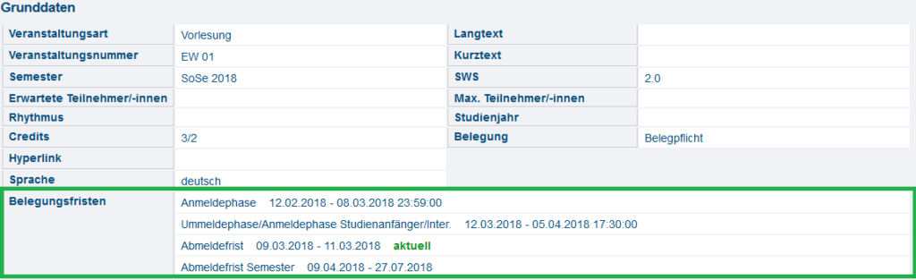 Wann schließt meine Anmeldephase im LSF?